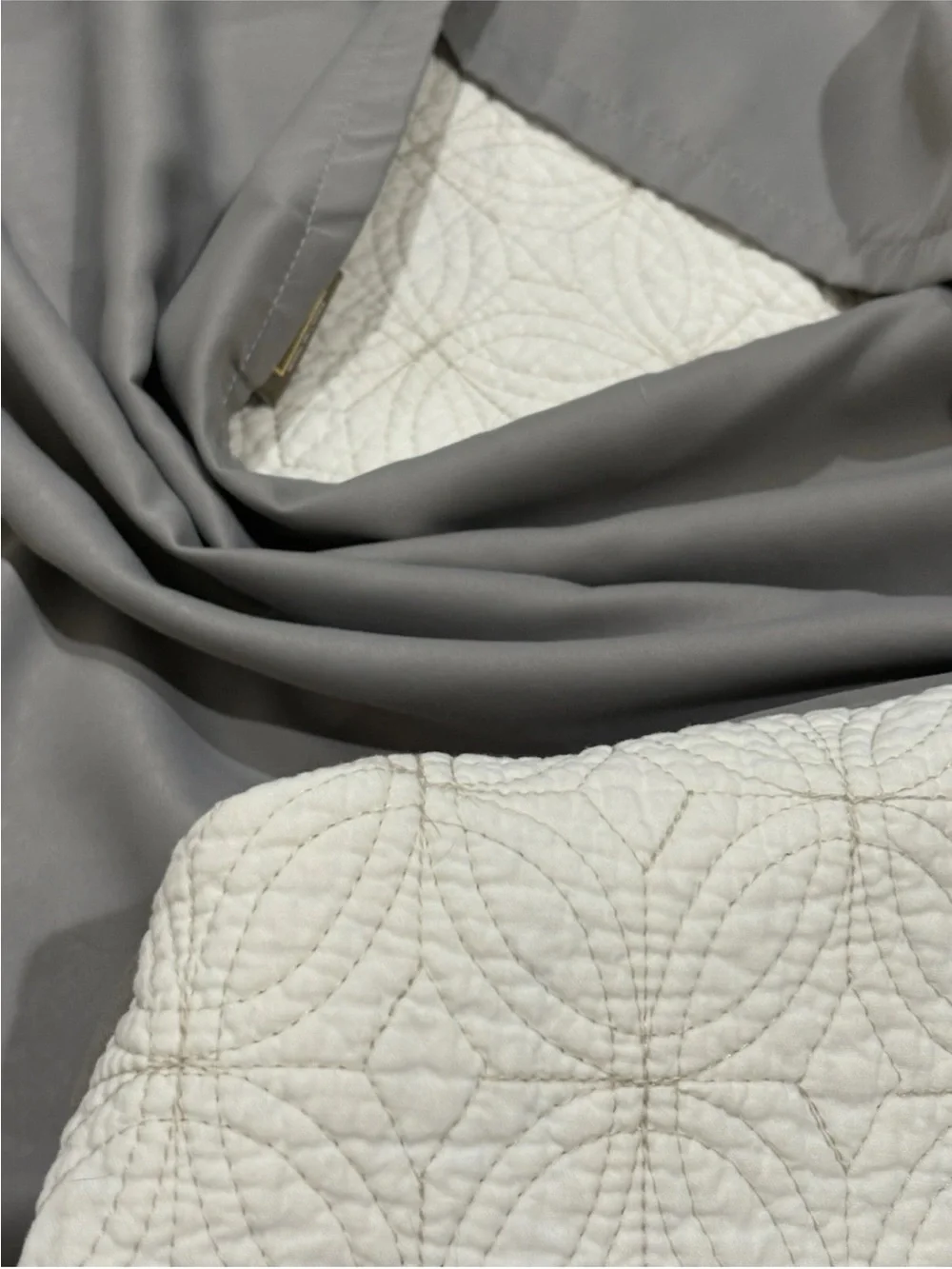 Pillow Sham Fieldcrest Luxury Set 2 Quilted Gray Cotton Queen